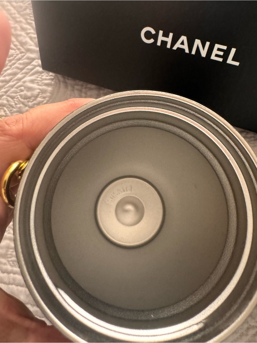 CHANEL Black Quilted Leather Chain Crossbody Cup Holder with Gold CC - Picture 5 of 9